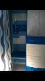 Скрин, стенен шкаф и стенна закачалка от детска стая, изработени от МДФ с полиуретанова боя гланц в 2 цвята.